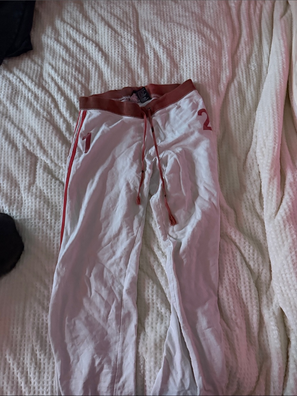 Planet Gold White Sweatpants with Pink Accents